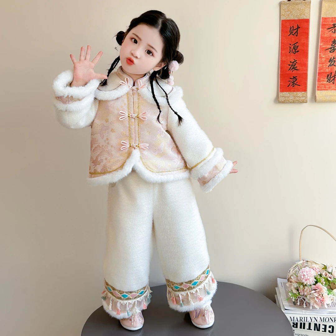 女童拜年服冬季2025新款国风宝宝流苏年服冬装新中式儿童新年套装