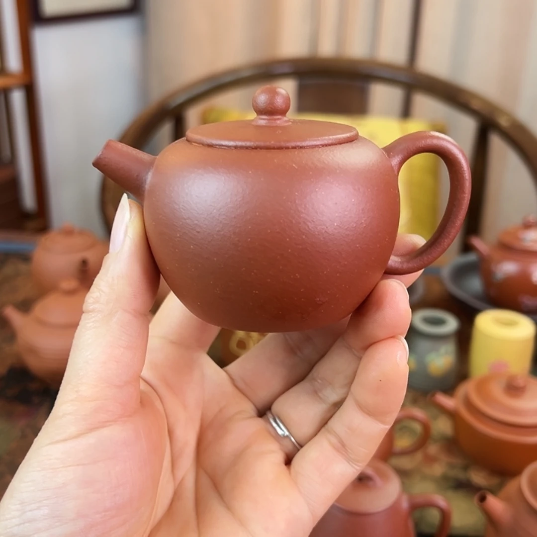 紫砂茶壶精品 巨轮珠 红降坡泥 140cc
