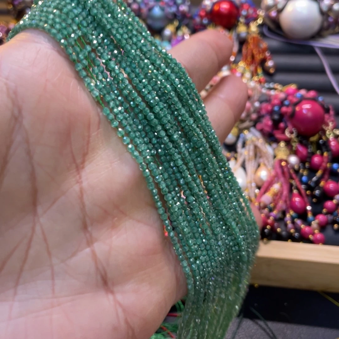 2mm特彩锆绿宝4条  手工diy半成品散珠