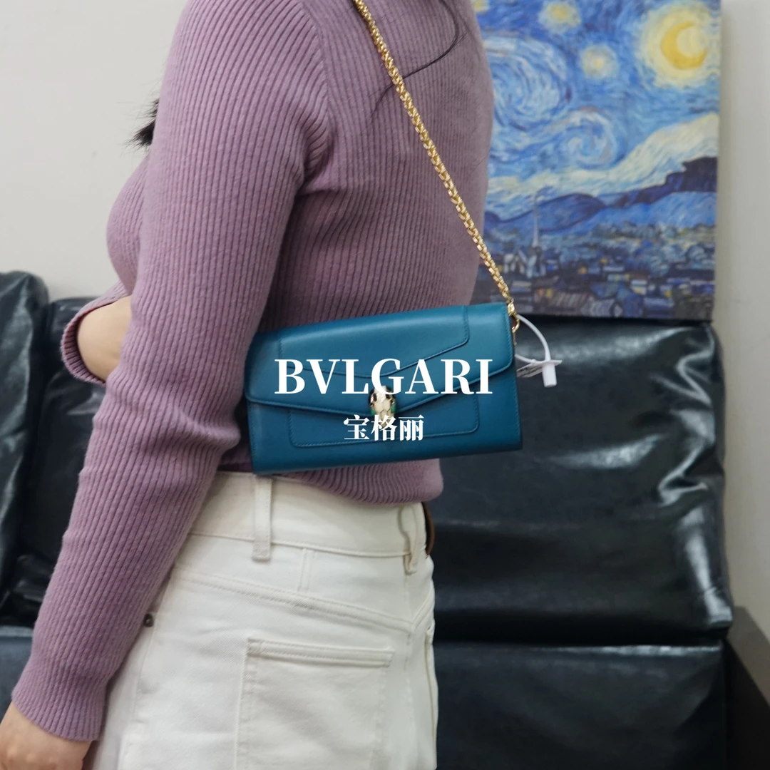 95新 BVLGARI/宝格丽 宝格丽/绿色链条钱包/HD02519030/9030