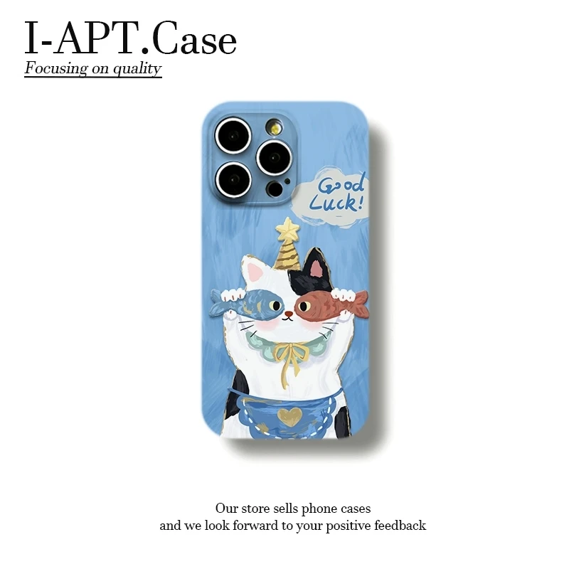 拿鱼遮眼猫菲林软壳适用iPhone苹果16手机壳华为oppo小米vivo新款