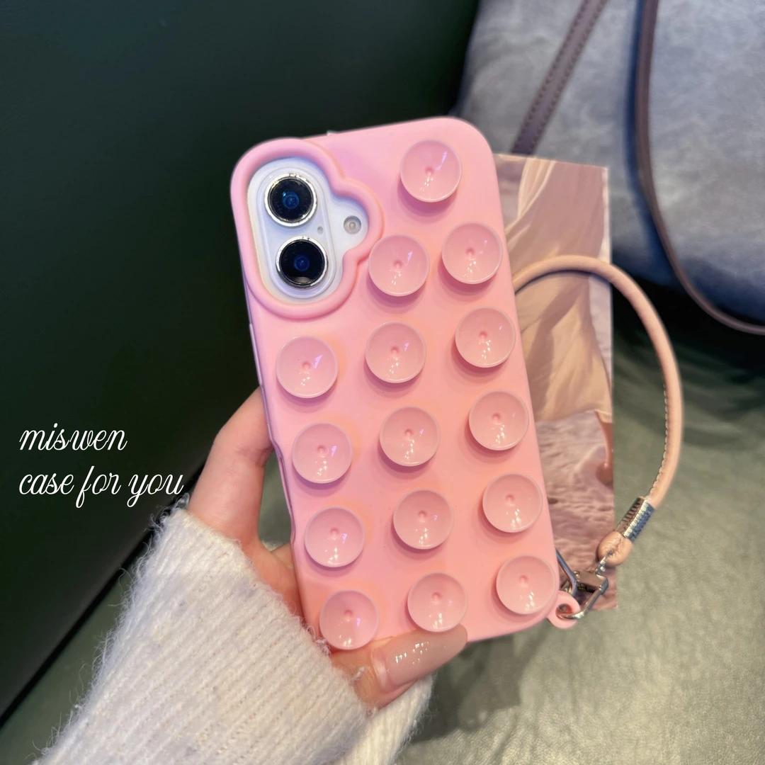 吸盘固定适用苹果16手机壳iphone17pro女款墙面贴14pro简约纯色15