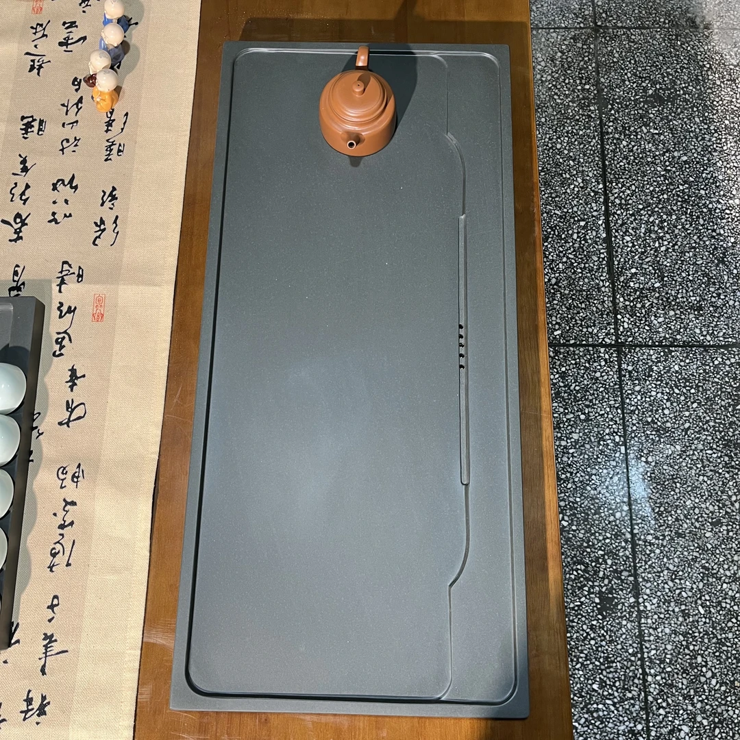 天罗绿石茶盘天然石家用整块石材茶具托盘茶台精致茶盘石头2-3人
