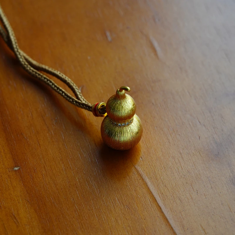 铜合金吊坠 时尚精致复古古法沙金鎏金拉丝葫芦项链轻奢百搭