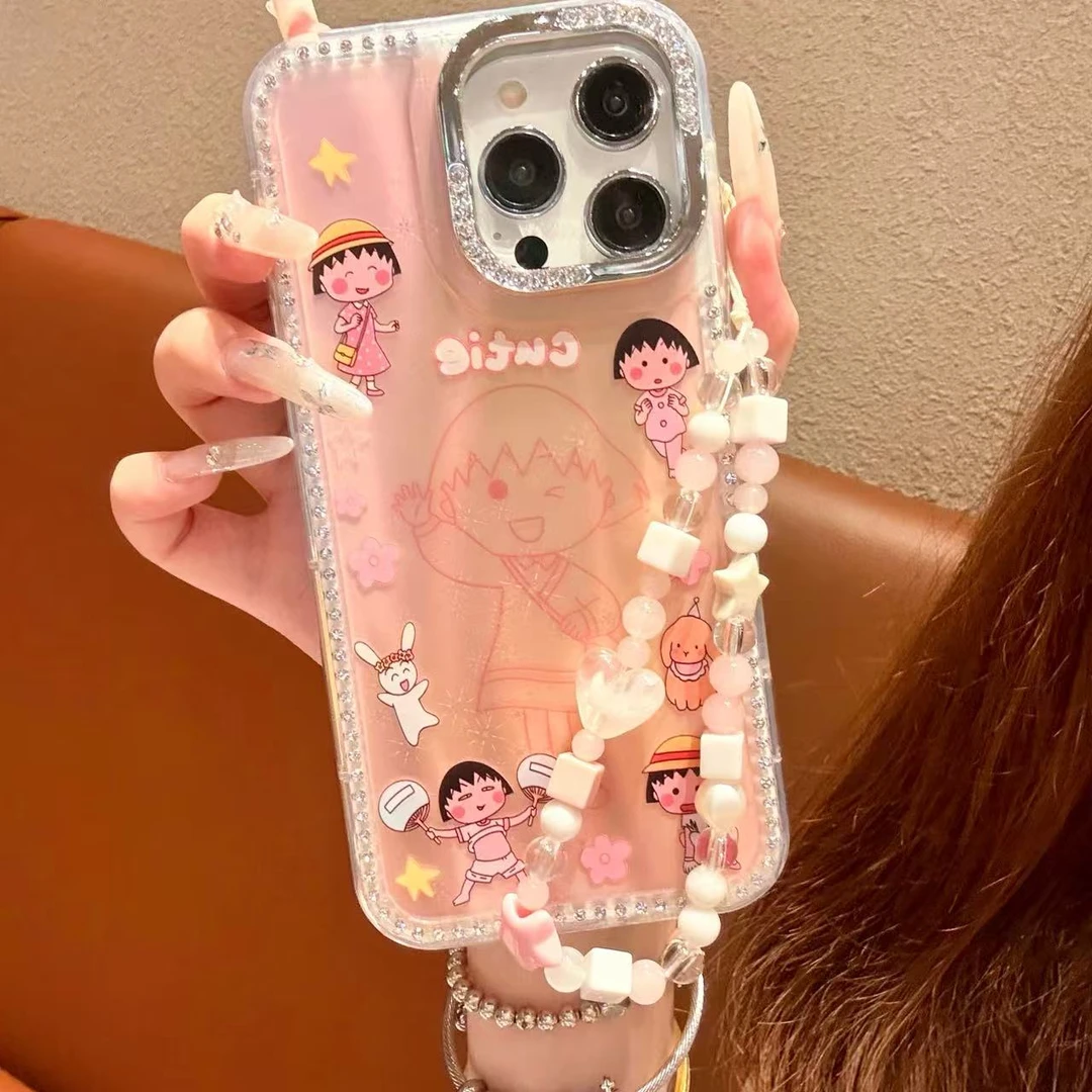 【自带相机保护按键】樱桃小丸子适用苹果16手机壳15华为闪钻13/14