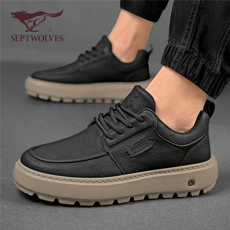 七匹狼男鞋2025新款秋季潮流百搭工装板鞋男轻便商务通勤休闲皮鞋