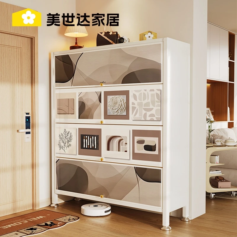 美世达钢制鞋柜中古风入户家用门口2025新款玄关靠墙多层大容量