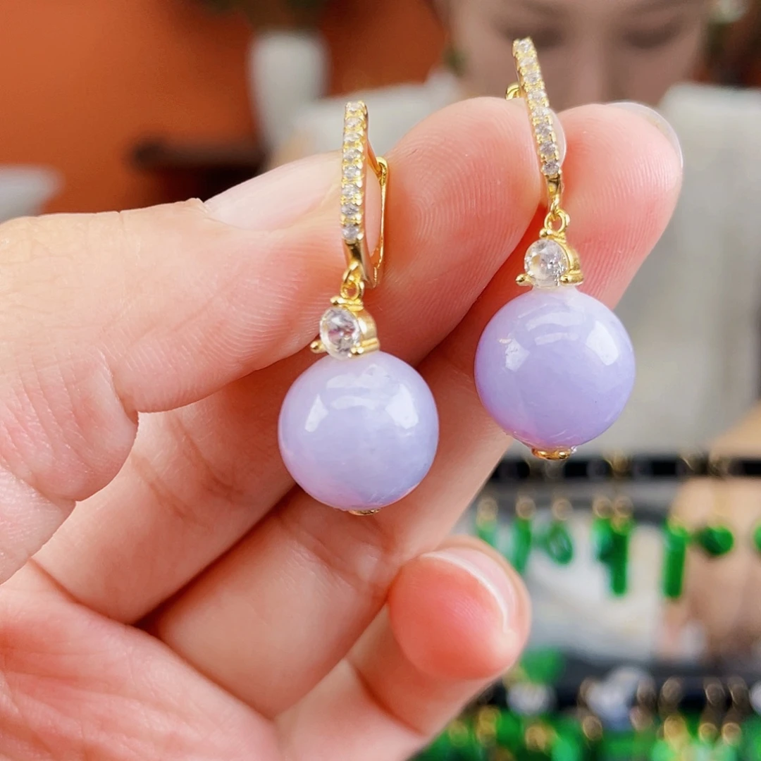 翡翠银S925镶嵌耳饰