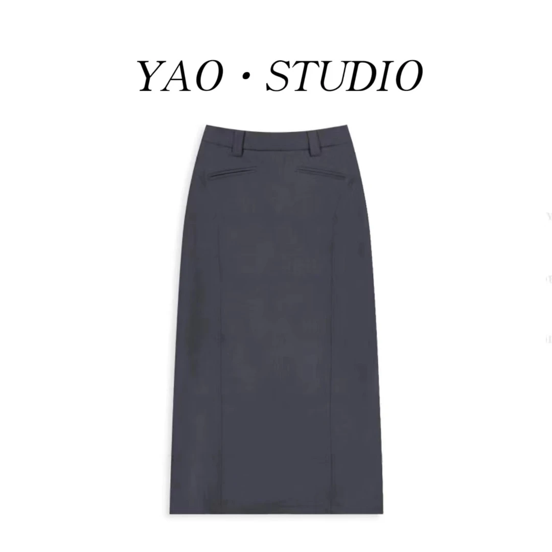 中长裙~2025夏季半身裙显高显瘦春夏轻奢气质女士开叉半身裙