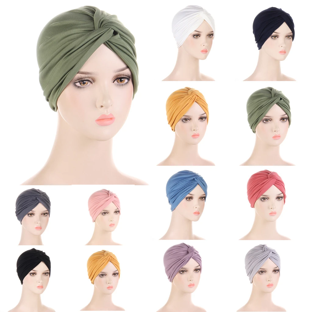 Turban cap women 磨毛牛奶丝扭扭帽打底印度帽头巾帽