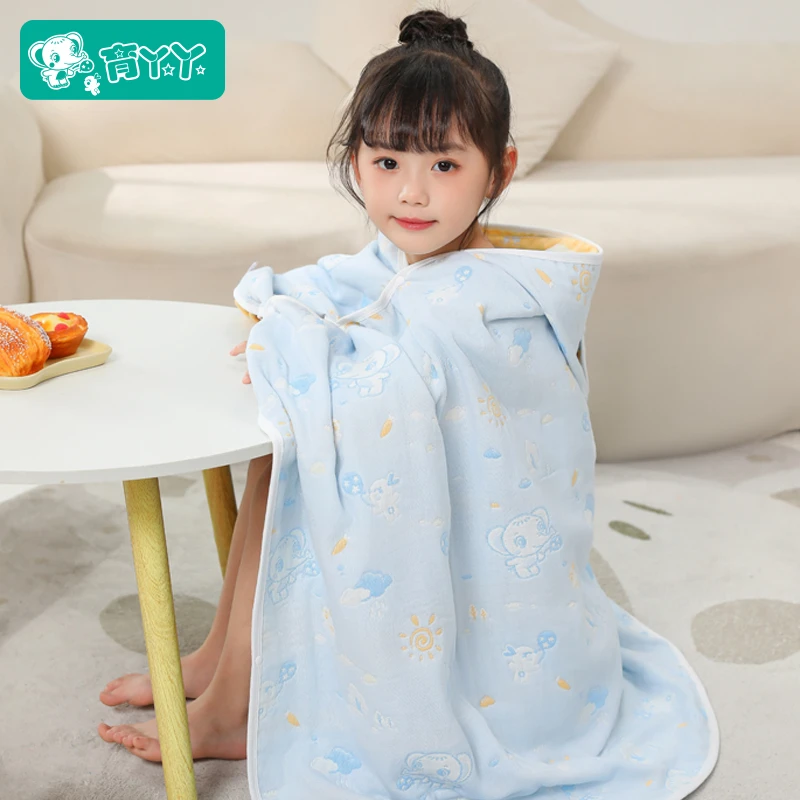 纯棉纱布午睡毯小学生教室用小被子午休儿童学校披肩斗篷趴睡毛毯