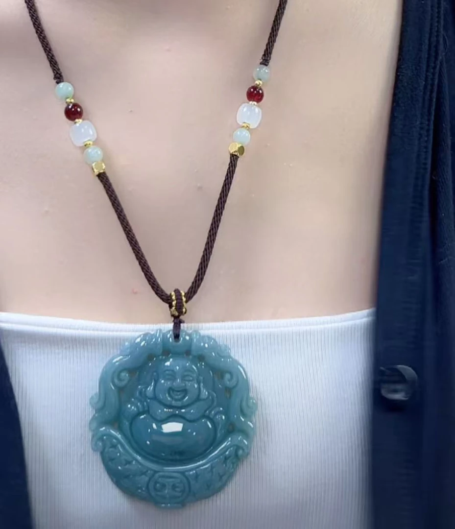 天然翡翠A货元宝佛吊坠（多样性发货发其一）宽高48-50厚9-11送绳