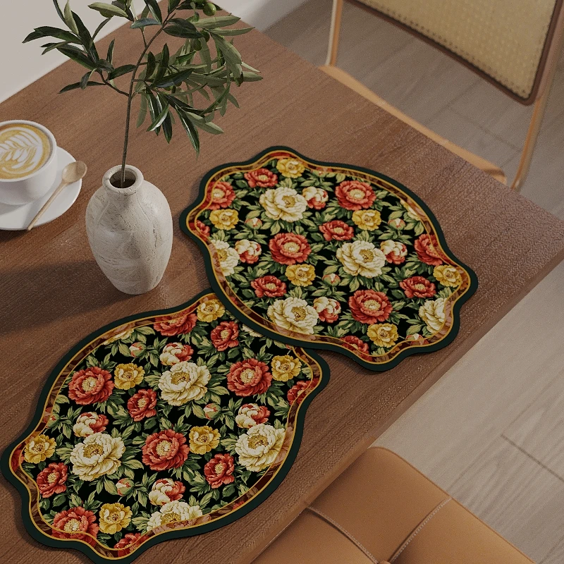 美式古典田园风硅藻泥沥水垫厨房台面吸水隔热防烫垫防滑水洗垫子