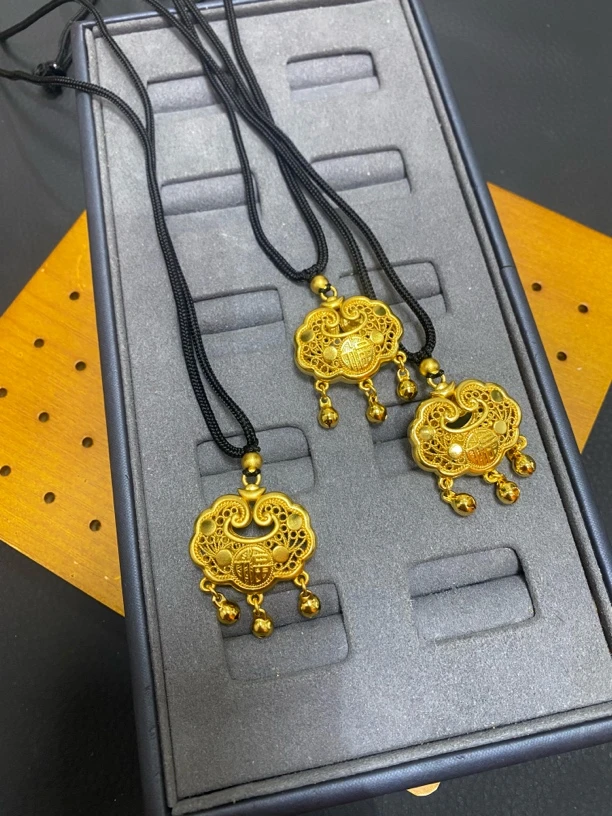 铜合金吊坠 一月份定制福牌叮当锁包吊坠编绳编织复古手工