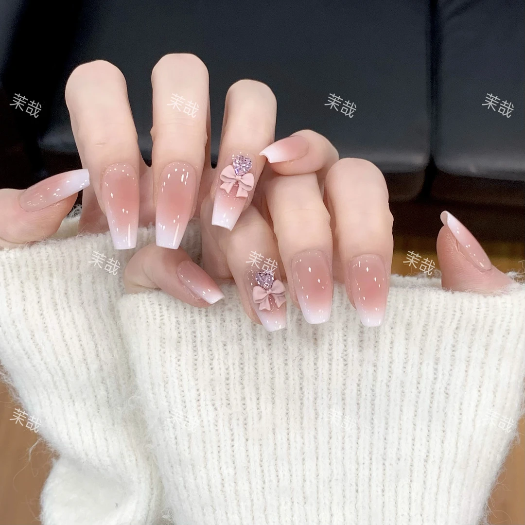 茉哉现货【小甜桃】纯手工定制美甲拆卸穿戴甲A3752