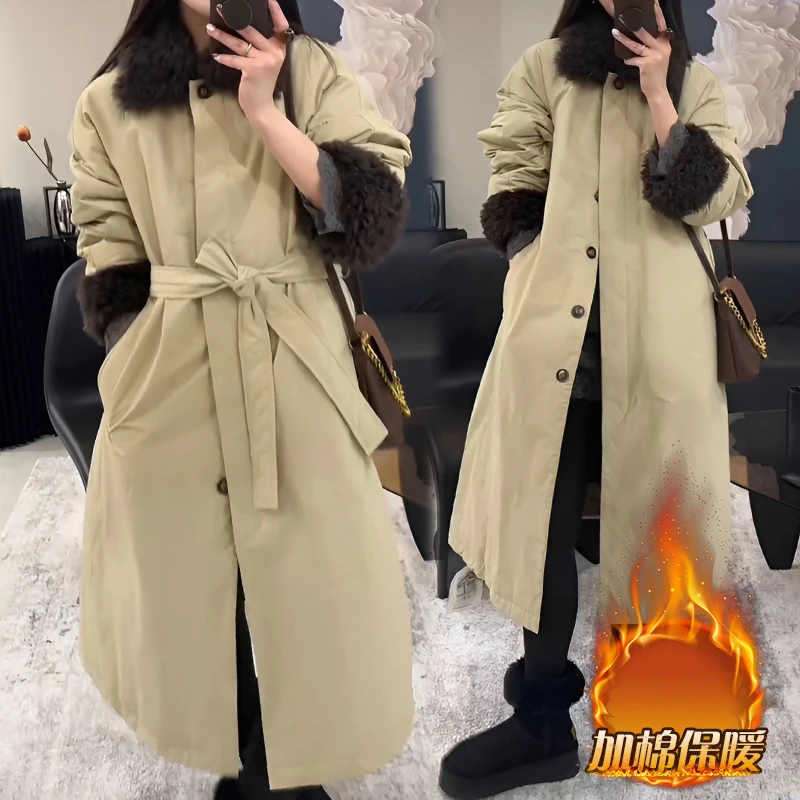 中长款棉衣女2025秋冬季新款韩版宽松显瘦设计感加棉加厚保暖外套