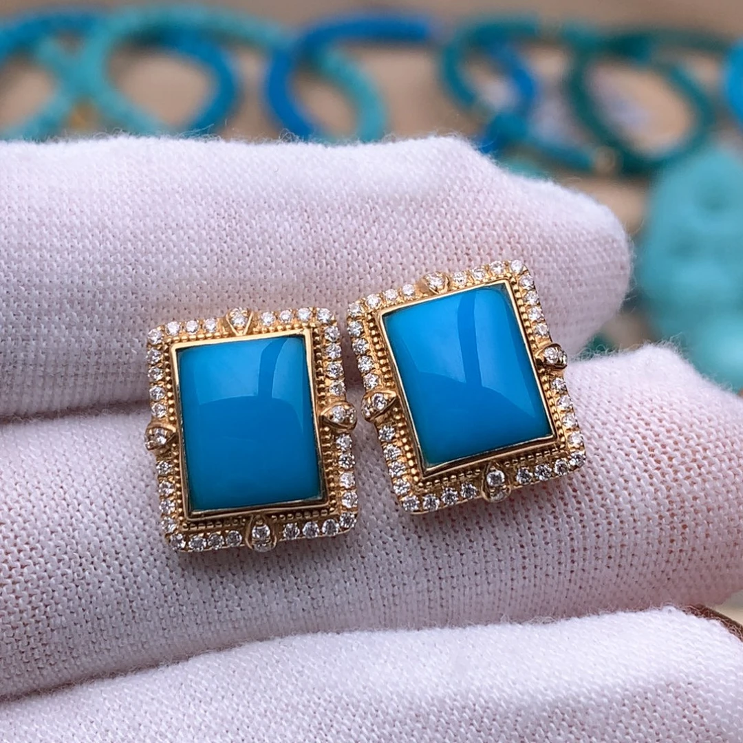 绿松石18K金镶嵌珠宝奇石