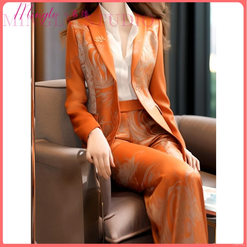 琥珀流光风穿搭时尚百搭套装女掐腰廓形西装西裤2025年秋季两件套