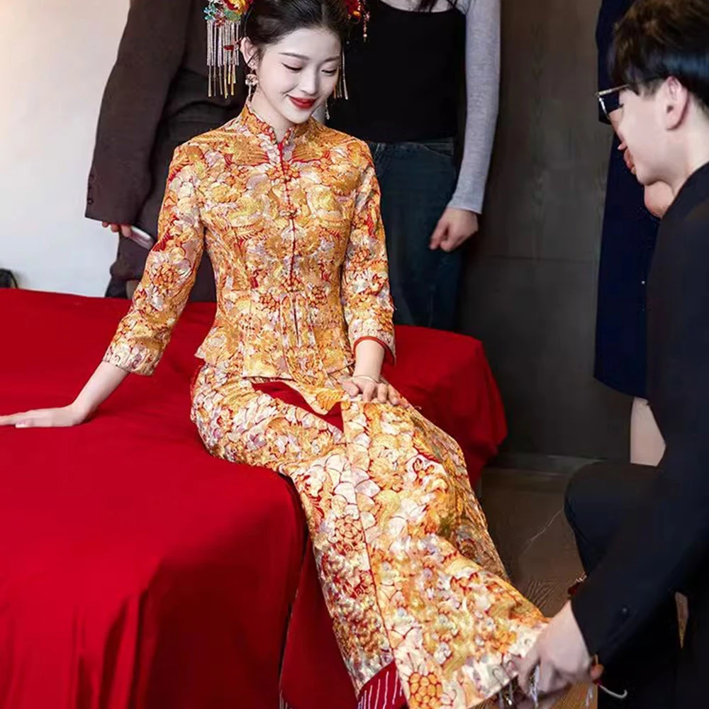 满绣秀禾服龙凤褂褂皇重工新娘嫁衣2025新款旗袍女中式婚服敬酒服