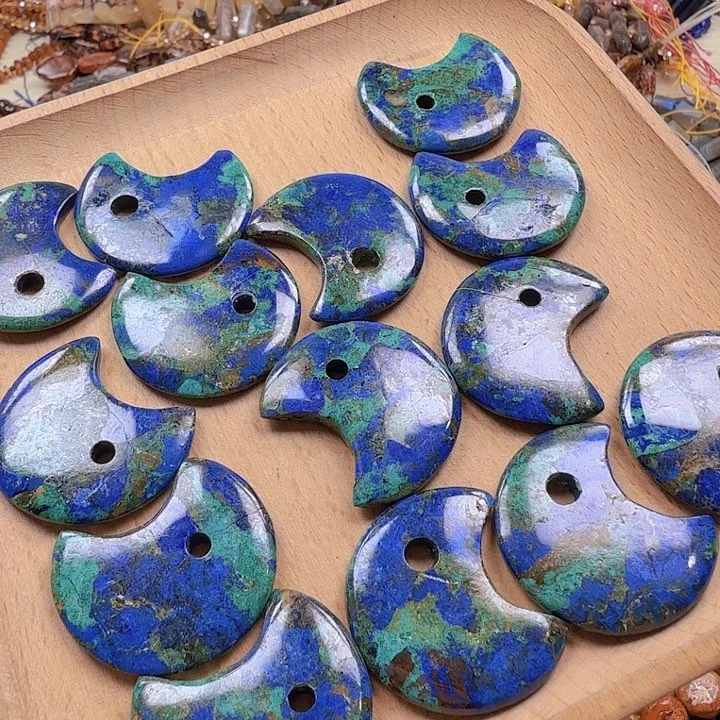 水晶珠宝半成品未镶嵌凤凰青金月亮配件一颗