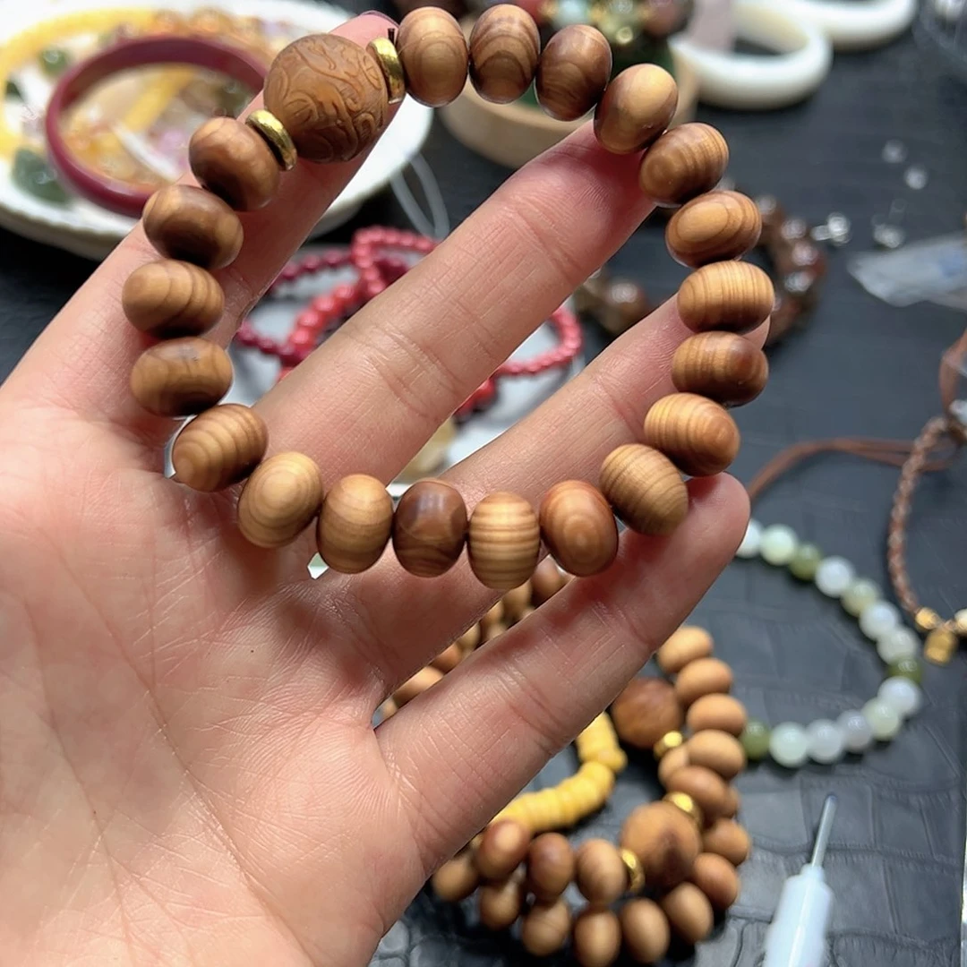 烟晶手链22K金镶嵌崖柏F556