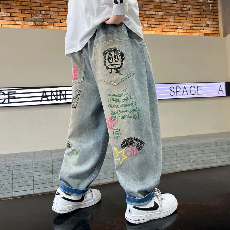 儿童装洋气男童春秋牛仔裤子新款七分裤长裤中大童春装休闲男孩潮