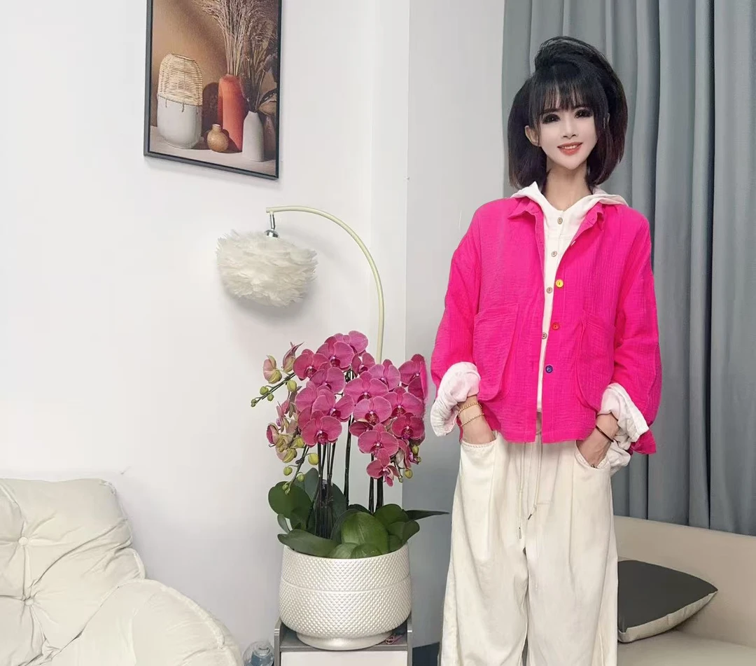 【沐木流浪记】（双子）百搭浅玫粉色翻领彩色扣婴儿棉女装风衣外套z