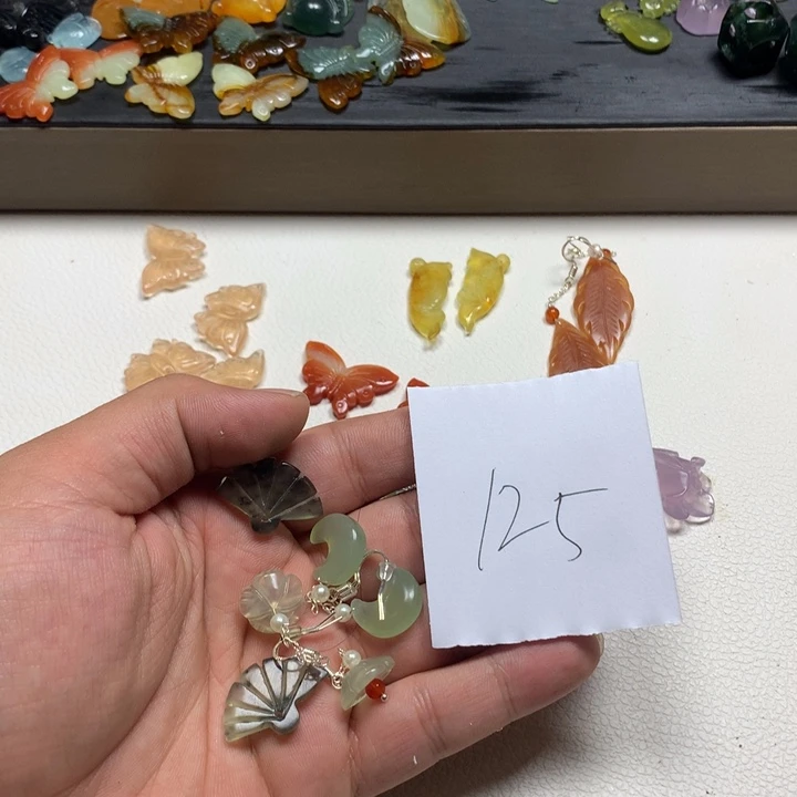 蛇纹石玉合金耳钉落*