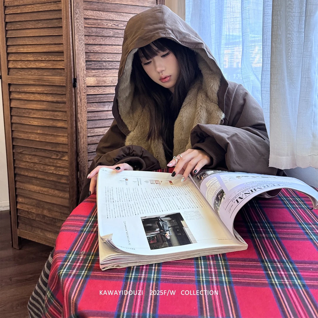 COCO皮草环保皮草外套女貂毛保暖座山雕棉服夹克新品冬季双面穿派