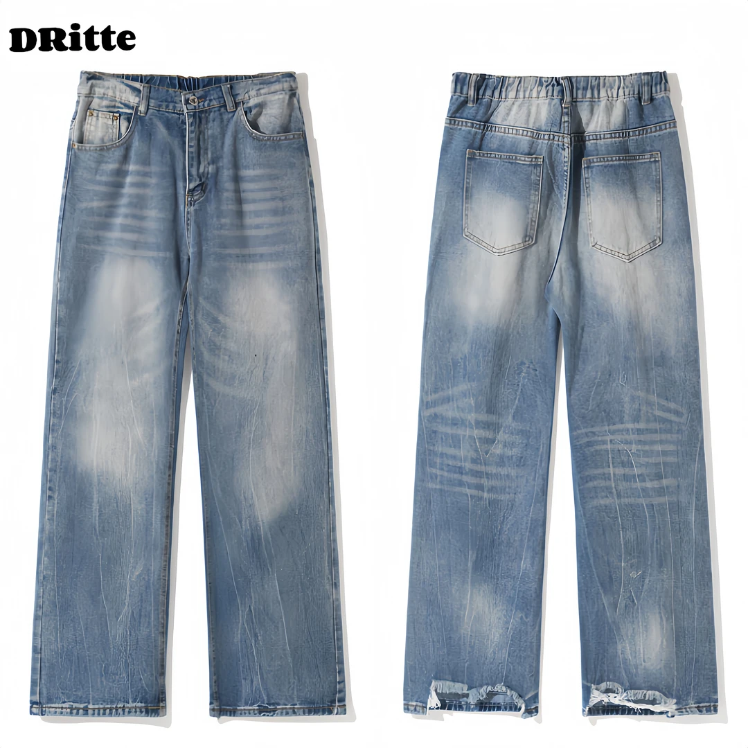 DRitte【复古】夏季vibe风时尚百搭高街显瘦水洗牛仔裤男女同款