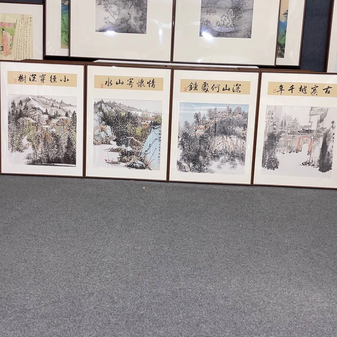 国画手绘画作品带框