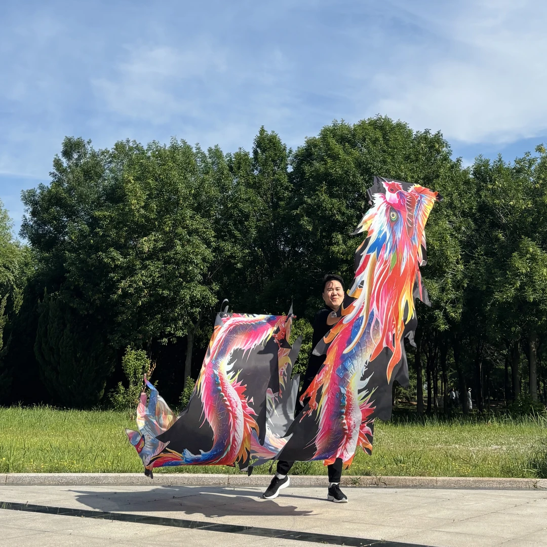 新款瑞彩灵龙不锈钢镂空龙头舞龙可水洗精美彩绸健身龙彩带龙全套