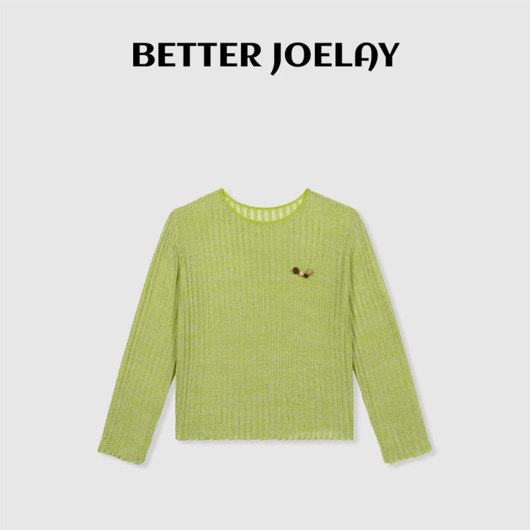 BETTER JOELAY-【青柠气泡】百搭长袖插肩T恤休闲宽松WS92243