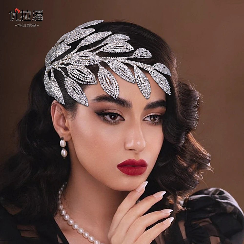 优拉潘闪钻手工发饰新娘发梳时尚复古叶子头饰编织礼服配饰 HP452