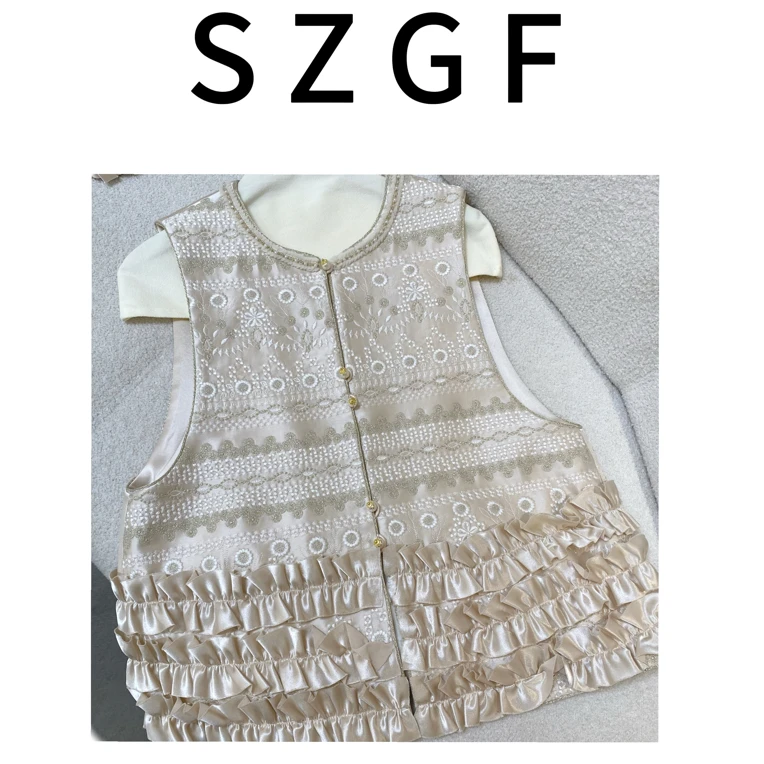 秋款气质时尚金线刺绣马甲1438