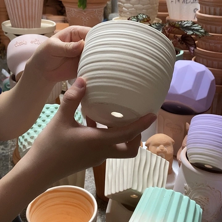 13×10白陶拉丝圆盆 2个