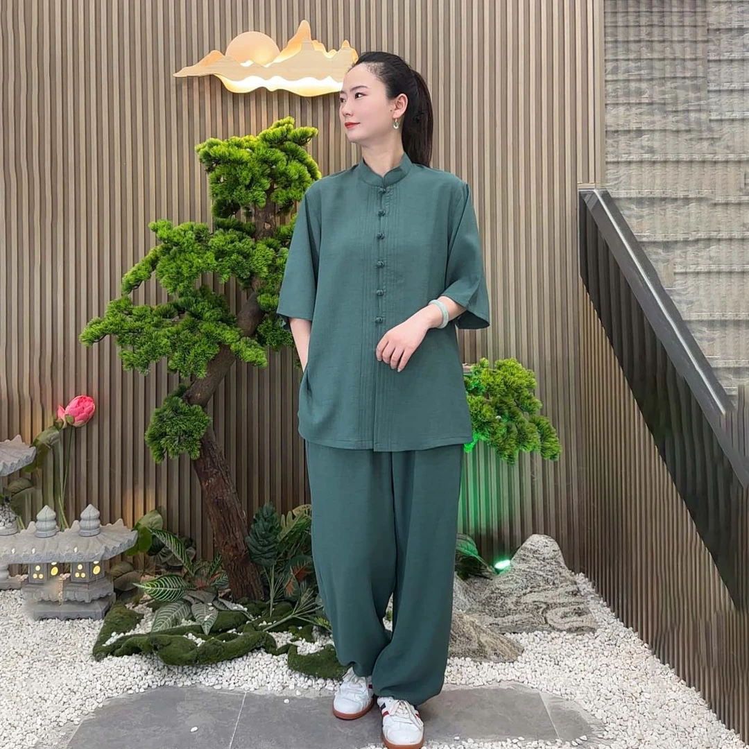 纤维丝麻面料精作太极服练功服表演服