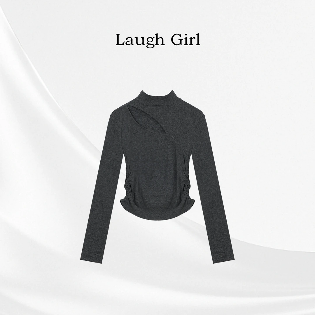 楚楚君 Laugh girl【冷御辣妹】高领磨毛纯欲镂空长袖打底CL551159J