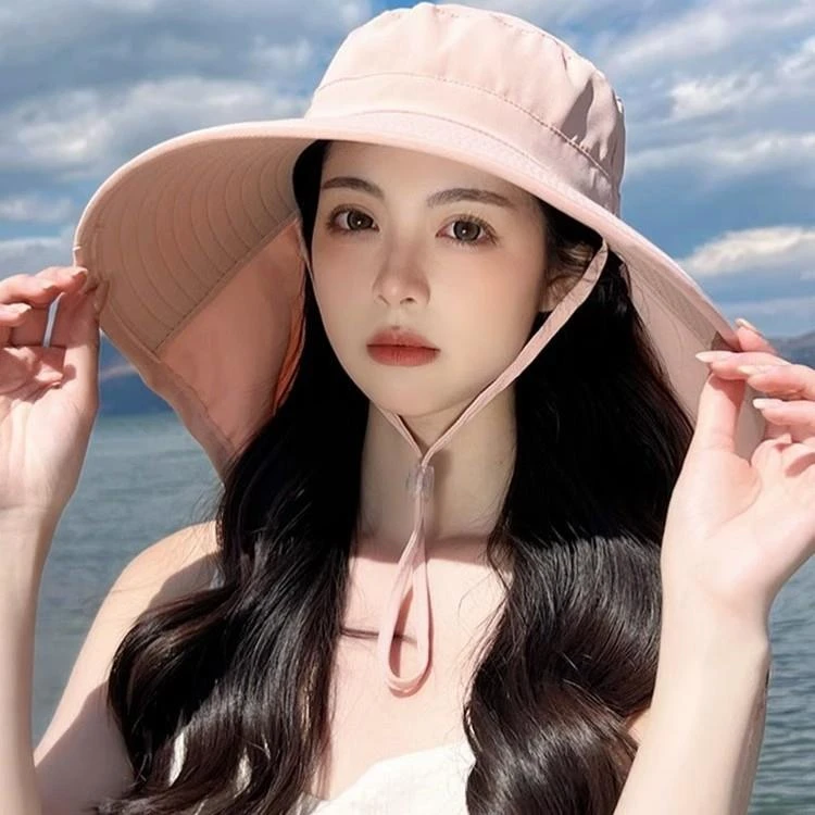 大帽檐防晒帽女2025新款遮脸披肩防紫外线夏太阳骑车遮阳帽子海边