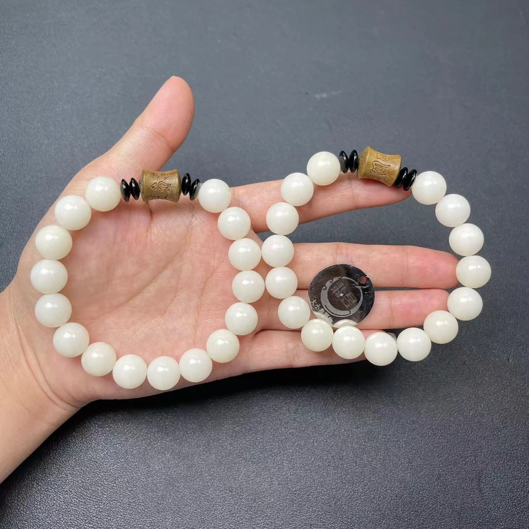 翡昱-N22-35290-T27-白玉菩提手串/约12+/约16颗/多样性发其一-C
