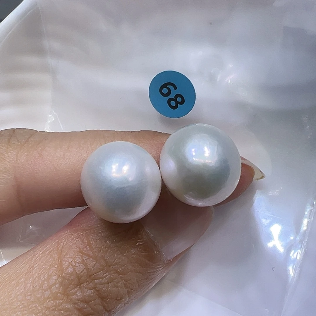 淡水珍珠银S925镶嵌耳饰