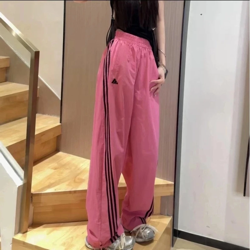 【运费险+早拍早发】高街美式休闲裤侧边三条杆高腰宽松直筒阔腿裤