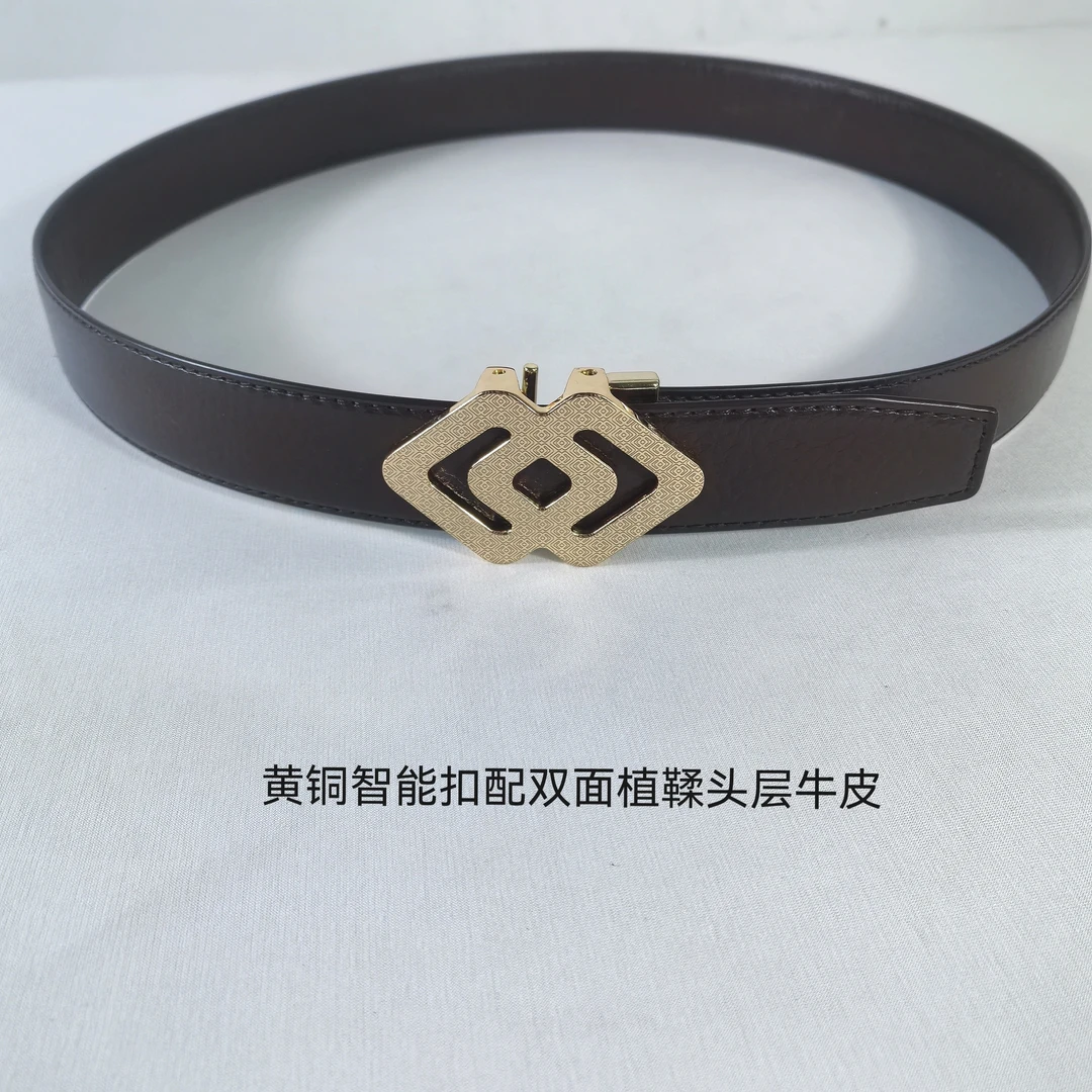 耐得壹智能扣皮带男高端商务皮带头层牛皮皮带3.5宽度牛皮腰带