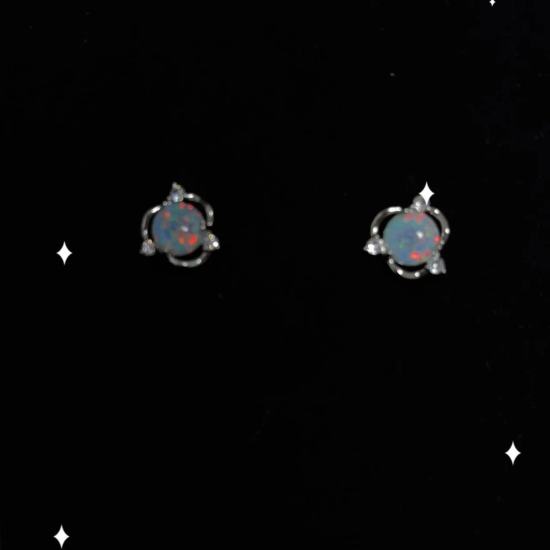 9053【原创欧泊opal系列·粒子】设计师澳宝耳饰