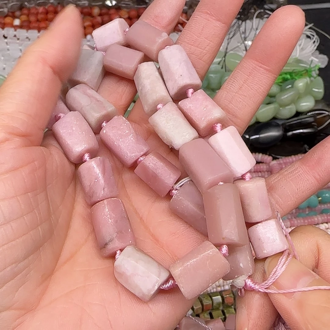 玛瑙/玉髓合金珠宝半成品粉澳宝桶珠9mm一条