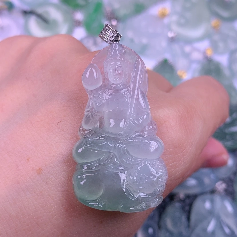 【闪购商品】颈饰18K金镶嵌翡翠小***才天然缅甸翡翠