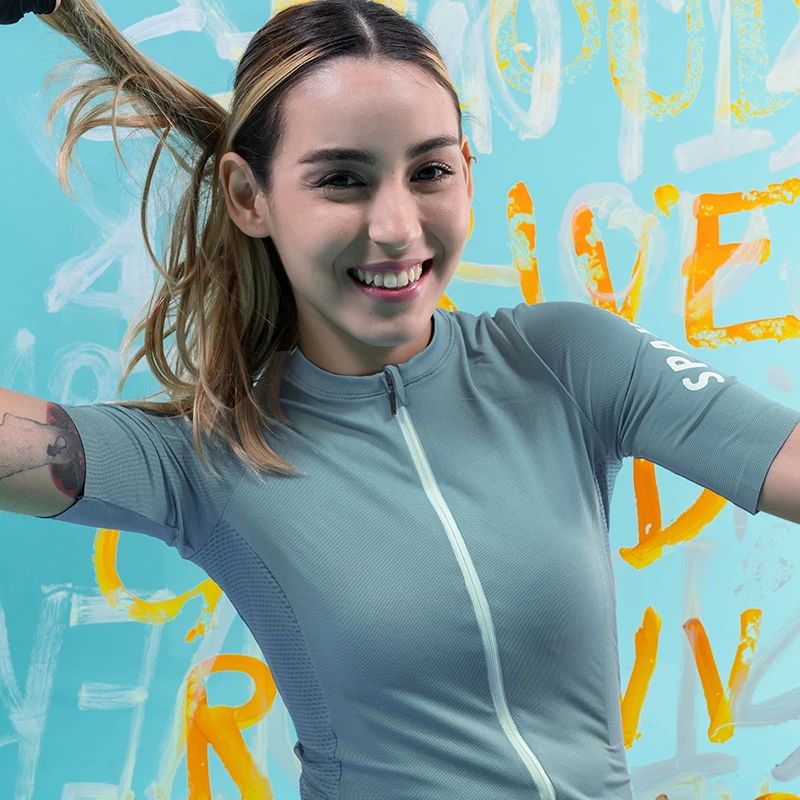 【元旦福利】思帕客女款短袖骑行服修身速干透气-雪莲花