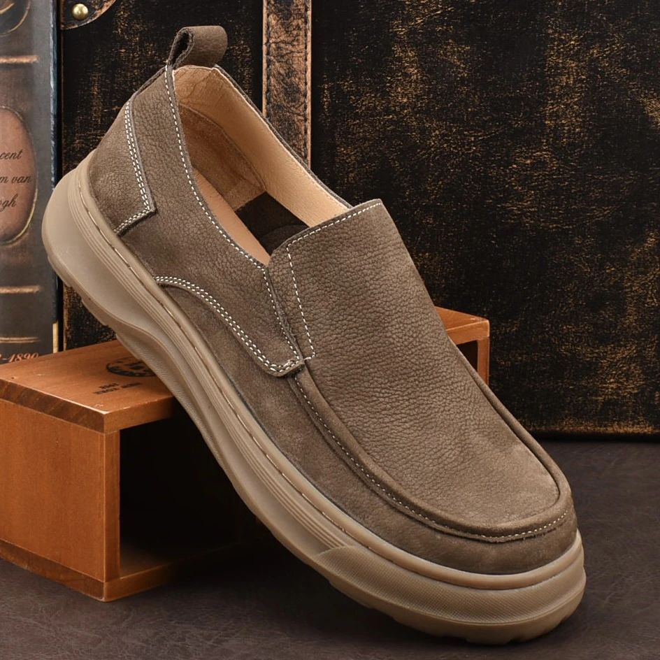 ICCLEK男鞋2025秋季新款一脚蹬厚底休闲鞋男软底潮流纯色百搭乐福