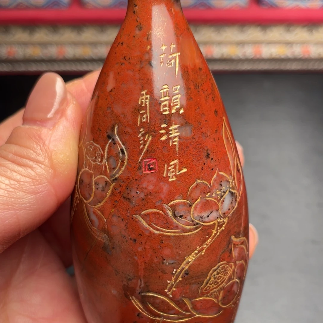 从***始田黄石寿山石手把件印章摆件