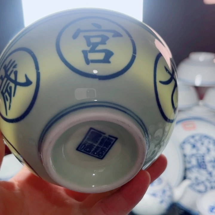 青花玲珑5寸饭碗百岁碗